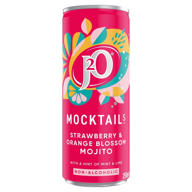 J2O Strawberry & Orange Blossom Mojito Mocktail, 250ml