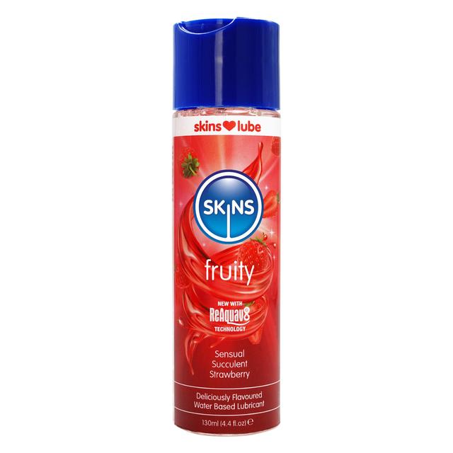 Skins Strawberry Flavoured Water Based Lubricant, 130ml