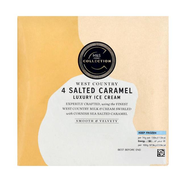 M & S Collection Salted Caramel Luxury Ice Cream, 4 x 100ml