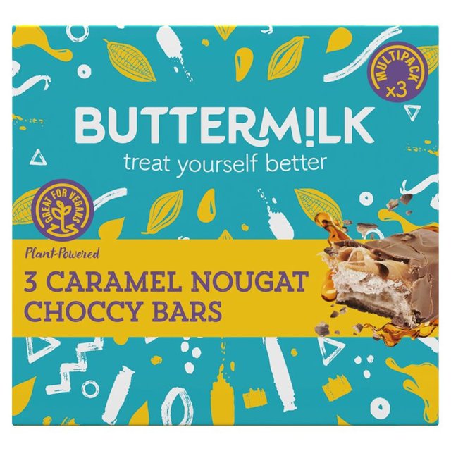 Buttermilk Plant Powered Caramel Nougat Choccy Bar Multi Pack, 150g