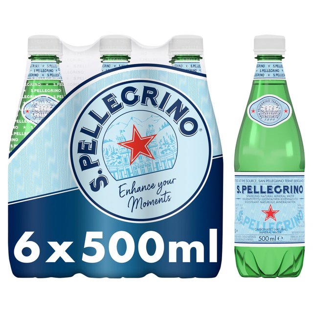 San Pellegrino Sparkling Natural Mineral Water, 6 x 500ml