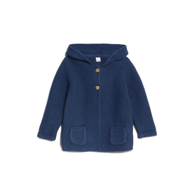 M & S Collection Pure Cotton Hooded Cardigan 6-9 Months, Indigo