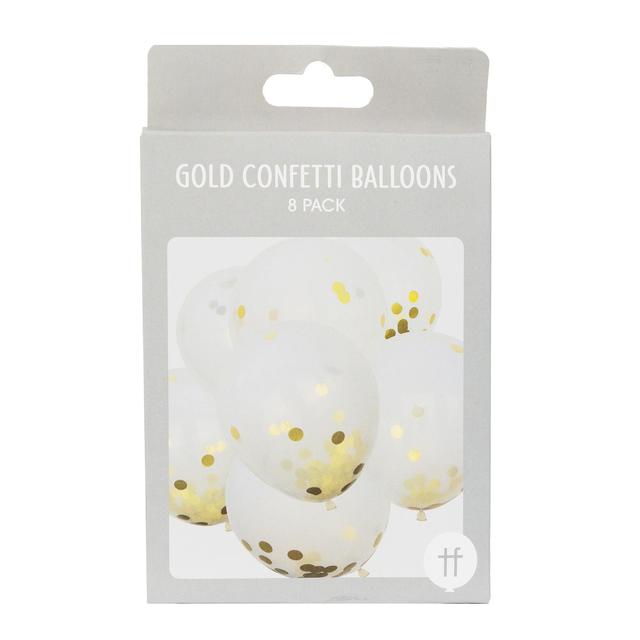 Talking Tables Gold Confetti Balloons, 8 per Pack