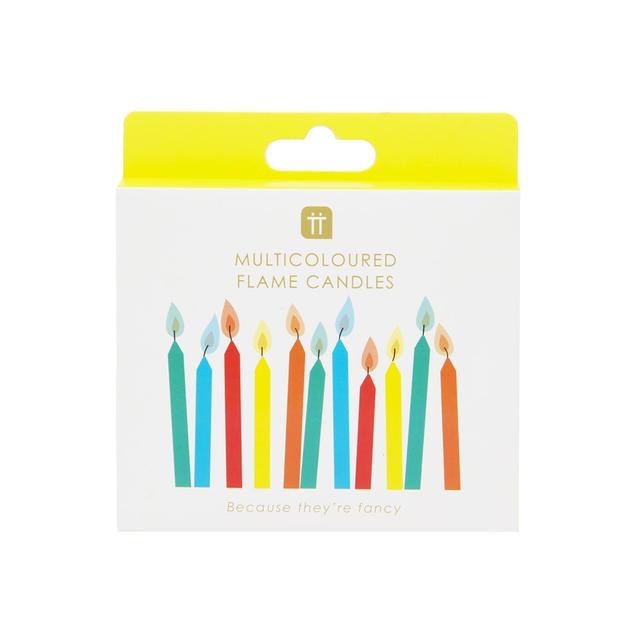 Talking Tables Rainbow Candles With Coloured Flames, 12 per Pack