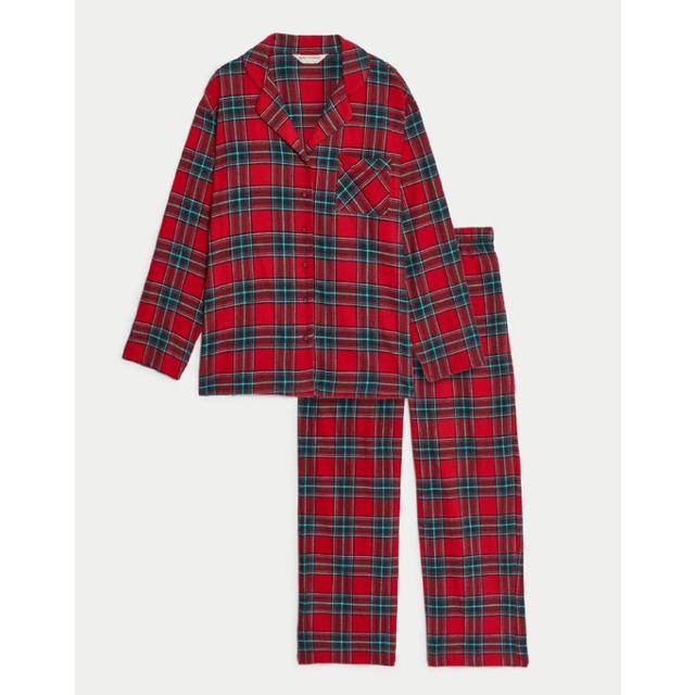 M & S Womens Checked Family Christmas Pyjama Set, 12, Red