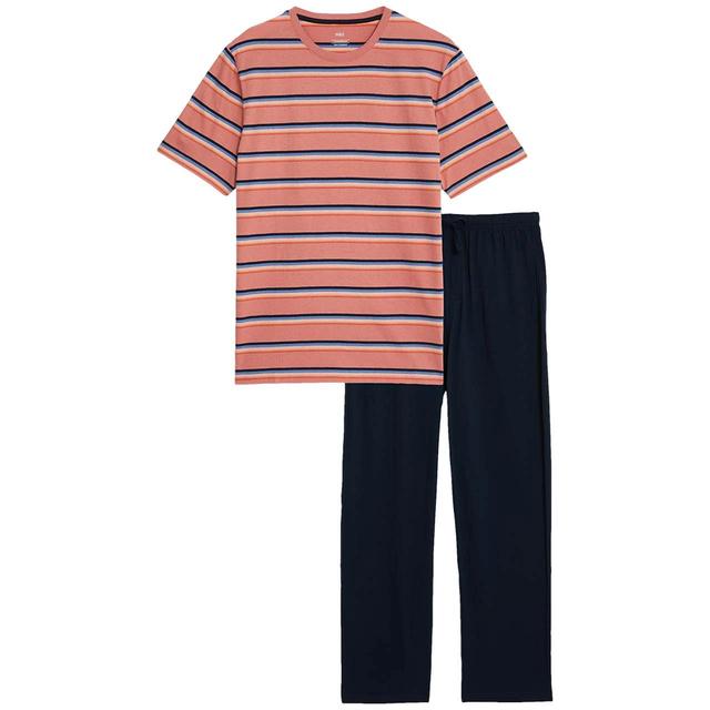 M & S Pure Cotton Rainbow Stripe Pyjama, L, Terracotta