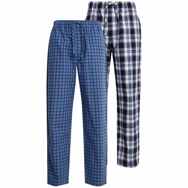 M & S Pure Cotton Woven Pyjamas, Medium, Navy, 2 per Pack