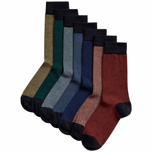 M & S Feeder Pique Socks, Size 6-8.5, 7 per Pack