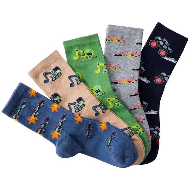 M & S Kids Cotton Transport Socks, 5 Pack, 12-3, 5prs