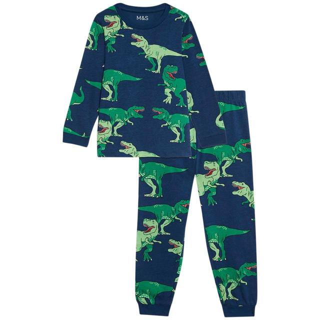 M & S Dinosaur Pyjamas 6-7 Y Navy