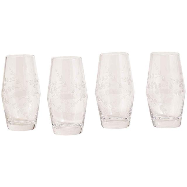 M & S Floral Etched Highball Glasses, 4 per Pack