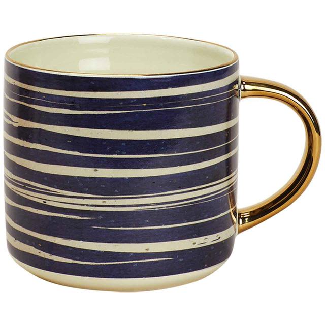 M & S Jumbo Organic Stripe Mug, Blue