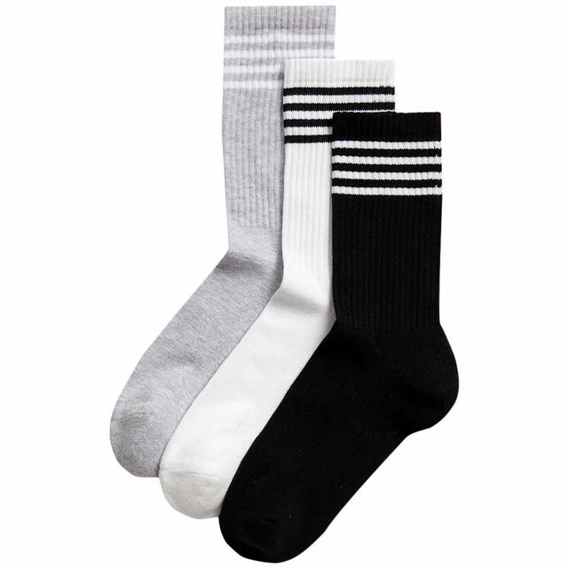 M & S Goodmove Ombre Stripe Crew Socks, Sizes 5-8, Black