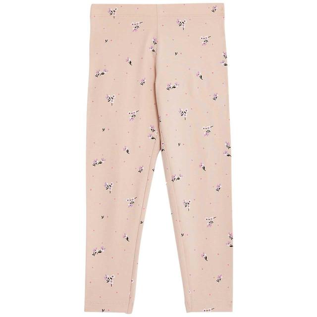 M & S Girls Cotton Rich Ditsy Floral Leggings, 6-7 Years, Pink