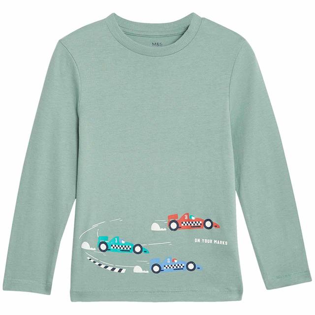 M & S Cars Top, 3-4 Years, Green