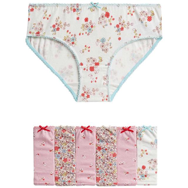 M & S Girls 7pk Pure Cotton Pink Floral Knickers 2-3 Yrs, 7 per Pack