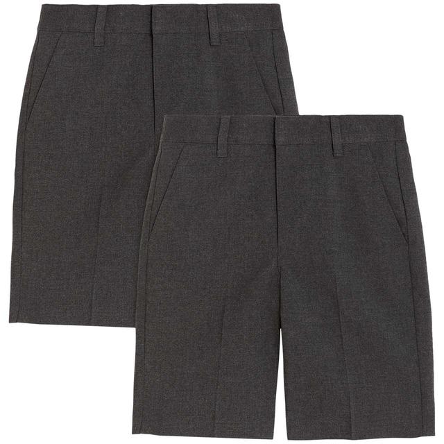 M & S Boys 2pk Regular Leg School Shorts Grey ’8-9 Yrs, 2 per Pack