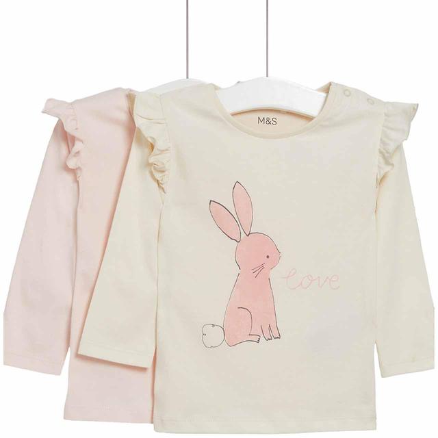 M & S Bunny Tops, 2 Pack, 12-18 Months, Calico, 2 per Pack