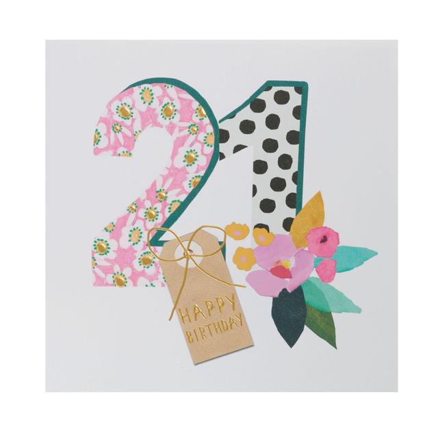 UK Greetings Bright Floral 21st Birthday Card