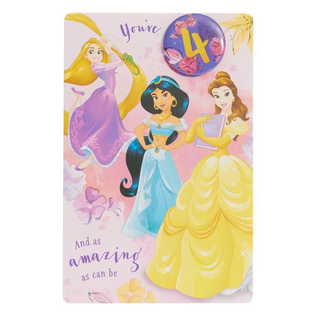 UK Greetings Disney Princesses 4th Birthday Card