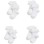 M&S Girls Cotton Ribbed Frill Baby Socks, 0-24 Months, White Mix