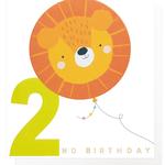 Lion Balloon 2nd Birthday Card