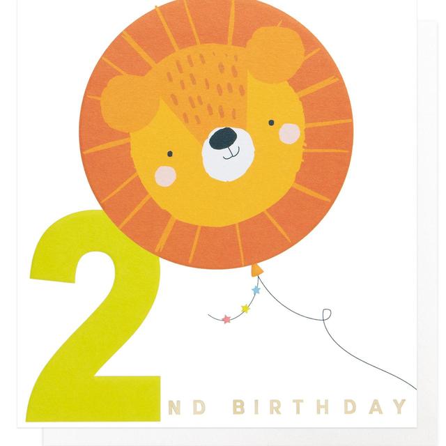 Caroline Gardner Lion Balloon 2nd Birthday Card