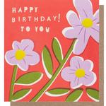 Purple Flowers Birthday Card