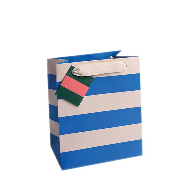 Caroline Gardner Blue & White Stripe Small Gift Bag