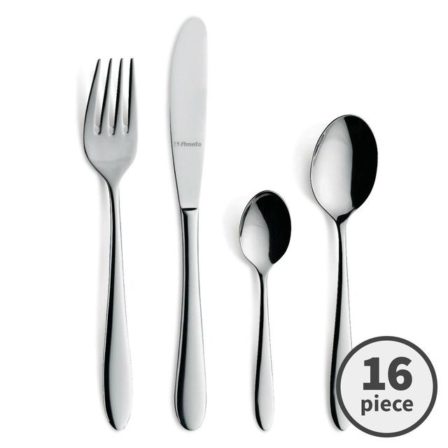 Amefa Modern Stainless Steel Cutlery Set, 16 Per Pack