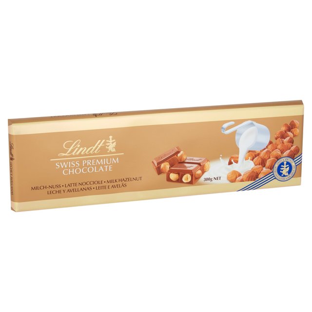 Lindt Gold Bar Milk Chocolate & Hazelnut, 300g