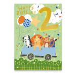 Animal Party Truck 2nd Birthday Card
