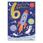 Party In Space 6th Birthday Card