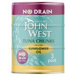 John West Tuna Chunks No Drain with a little Sunflower Oil 3x100g