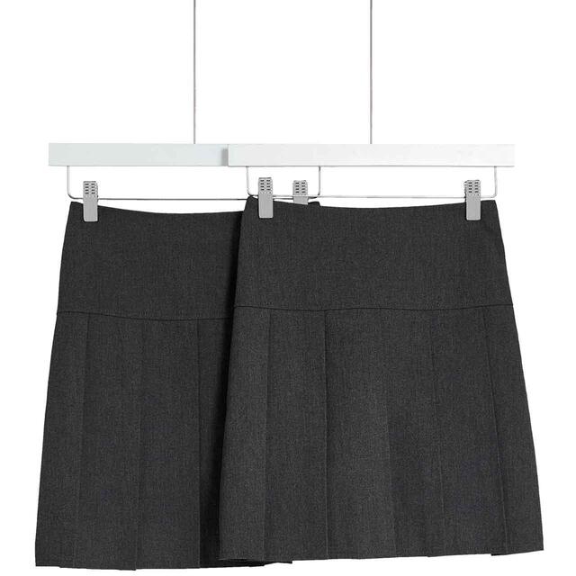 M S 2Pk Pleated Skirt 3 4 Years Grey Ocado