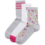 M&S Floral Cotton Blend Crew Socks, 3-8, Grey Mix