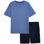 M&S Collection Mens Pure Cotton Pyjama Set, S-XL, Blue Mix