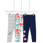 M&S Cotton Rich Garden Leggings, 3 Pack, 2-7 Years, Ivory