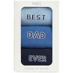 M&S 3pk Dad Cotton Rich Socks Gift Box, 6-12, Blue