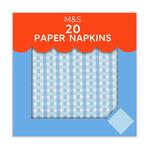 M&S Blue Gingham Paper Napkins