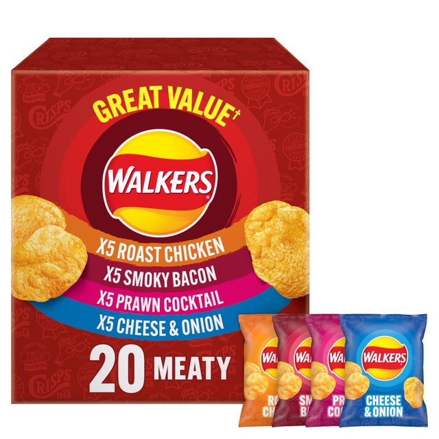 Walkers Meaty Variety Multipack Crisps, 20 Per Pack