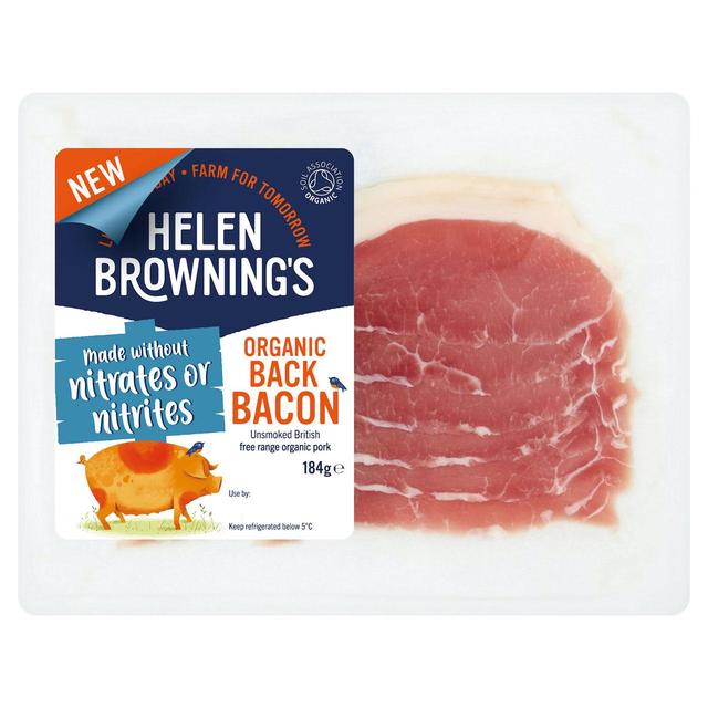 Helen Browning’s Unsmoked Organic Back Bacon No Added Nitrates, 184g