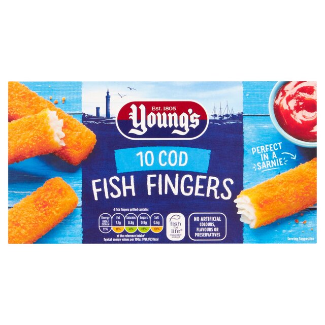 Young's 10 Cod Fish Fingers Frozen from Ocado