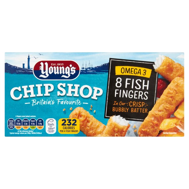 Young’s Chip Shop 8 Battered Fish Fingers Frozen, 200g