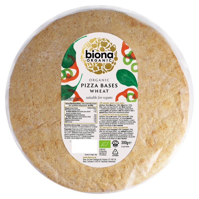 Biona Organic 2 Wholewheat Pizza Bases, 300g
