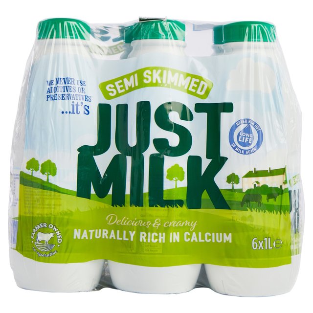 Candia Just Milk Semi-Skimmed, 6 x 1L