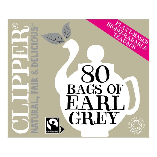 Clipper Fairtrade Organic Earl Grey Tea Bags, 80 Per Pack