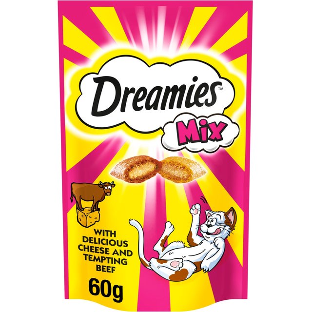 Dreamies Mix Cat Treat Biscuits With Cheese & Beef, 60g