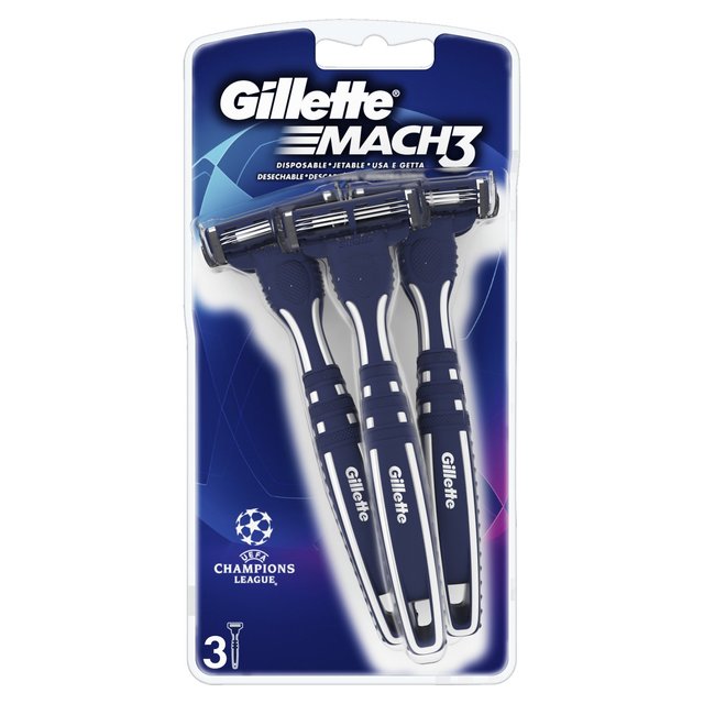 Gillette Mach 3 Men’s Disposable Razors, 3 Per Pack