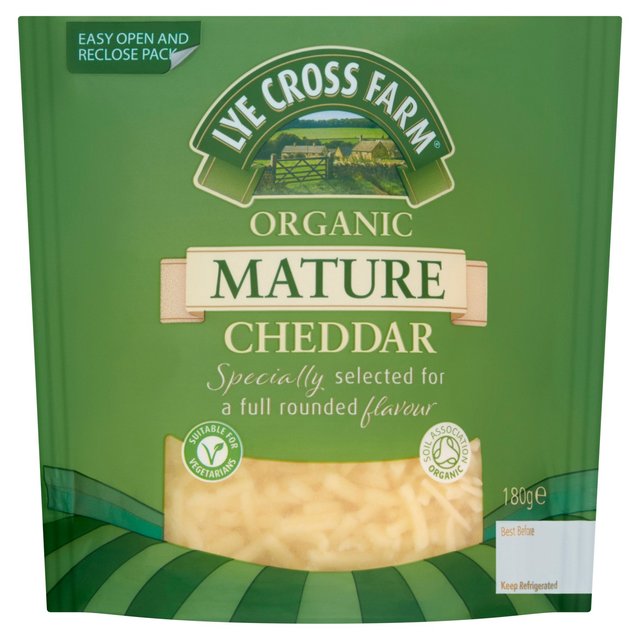 Lye Cross Farm Organic Grated Mature Cheddar, 180g